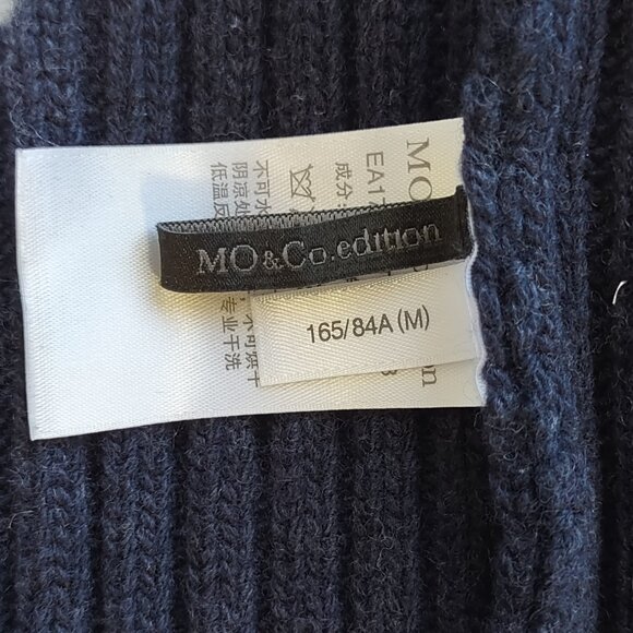 MO&Co. Edition Wool Ribbed Chunky High Neck Crop Sweater Velvet Boho Edgy Medium - Picture 7 of 9